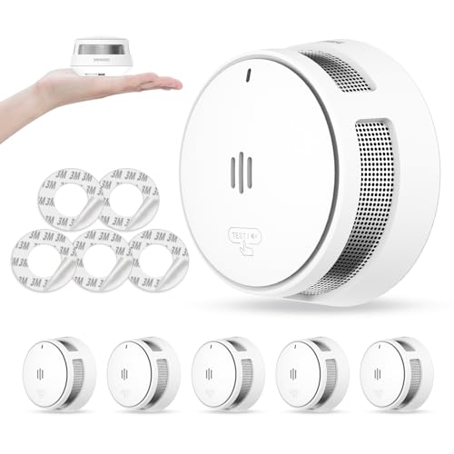 Rauchmelder, 10 Jahre Batterie, Rauchmelder für Zuhause, Feueralarm mit Stummschaltfunktion aus der Ferne, große Test-/Stummschalttaste, konform mit E