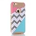 iPhone 6s Case,iPhone 6 Case,LUOLNH [2in1] Heavy Duty Hybrid Hard Case for Apple iPhone 6, 6s[4.7inch], Blue Mint Teal and Coral Pink Split Chevron Design Cover (Gold)