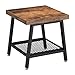 VASAGLE 2-Tier End Table, Industrial Nightstand, Coffee Table with Storage Shelf, Wood Look Accent Furniture, with Metal Frame ULET42X