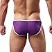 YiZYiF Men's Smooth Thin Bikini Brief Mesh Bulge Pouch Pants Underwear Purple Medium