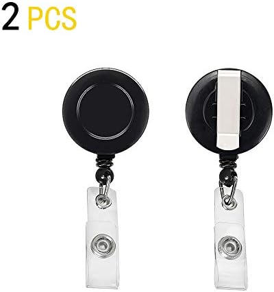 GOLF Black Retractable Badge Holder ID Badge Reel Clip On Card Holders Pack of 2
