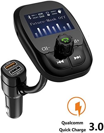 Bluetooth FM Transmitter for Car, Charge 3.0, Power Off Switch, Music Player Support USB Flash Drive/Micro SD Card/AUX Input,Wireless Hands Free Car,