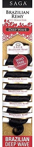 Saga Brazilian Remy 100% Human Hair Deep Wave (12 Inch, 1B)