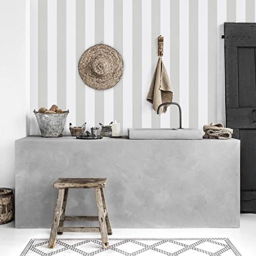Guvana Gray and White Wallpaper Stripe Peel and Stick Wallpaper Self-Adhesive Contact Paper 118\