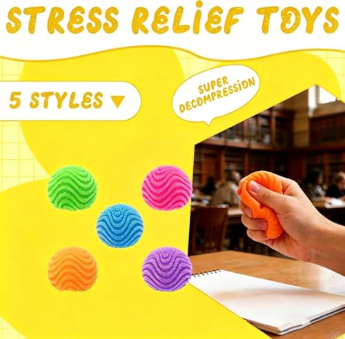 Last Page® Fuzz Squishy Stress Ball, Slow Rising Memory Foam Fidget Squishy Fuzz BallsSensory Squishy Ball Calming Tactile Grip, Adults Anxiety Relief Squeeze Ball (1pack) (blue)