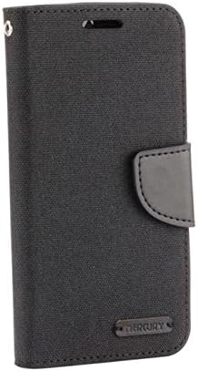 RA Cases Xiaomi Redmi Note 4 Leather & Denim Canvas Black Protective Case | Shock Absorbent & Scratch Proof Mobile Phone Wallet For Credit Cards & Money | Cute Cover With Flip & Stand Function & Magnetic Clasp