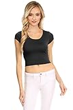 Womens Basic Short Sleeve Scoop Neck Crop Top - USA
