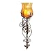 Collections Etc Battery Powered Antique Glass and Iron Casted Wall Sconce Candle Holder, Antique Brown