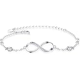 925 Sterling Silver Infinity Ankle Bracelet for Women,Endless Love Symbol Anklet in Classic Design,Gifts for Women Birthday,Holiday