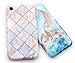 A-Focus Compatible with iPhone XR Case, Glossy Blue Green Marble Rock Stone IMD Design Protective Shock Proof Flexible Slim Rubber Silicone Case for iPhone XR 2018 6.1 inch Glossy Yellow Blue
