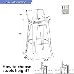 Alunaune 24" Swivel Metal Bar Stools Set of 4