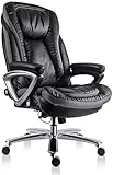 High Back Executive Thick Padding Headrest and Armrest Home Office Chair with Tilt Function, Black, Large