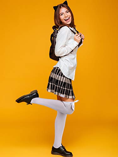 SATINIOR Knee High Socks with Bow White Stockings Black Stockings Women Thigh High Socks