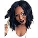 QianBaiHui Bob Wigs For Black Women - Short Wavy Afro American Wigs Black Heat Resistant Synthetic Fashion Half Wigs LDS013