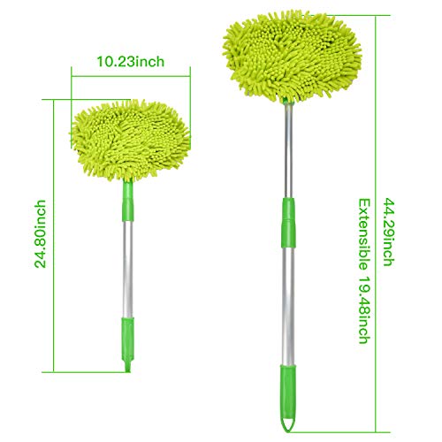 Car Wash Mop 2 in 1, with 40" Aluminum Alloy Long Handle, Chenille Microfiber Brush Duster, Not Hurt Paint Scratch, Free Cleaning Tool, Dust Collector Supplies, for Washing Car, Truck, SUV