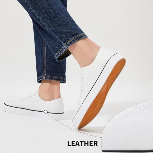 YAGEYAN MENS LOW TOP SHOES FASHION CLASSIC SNEAKERS WITH LEATHER FOR MENS BLACK WALKING SHOES(WHITE11)