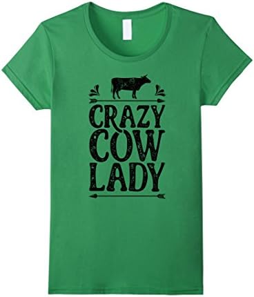 Womens Crazy Cow Lady T shirt Funny Cows Farm Poultry Farmer Gifts Large Grass