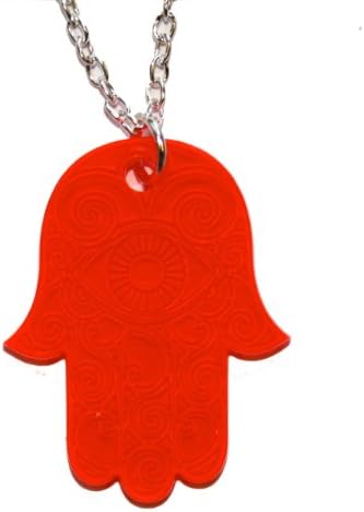 Sour Cherry Hamsa Pendant Necklace (Red)