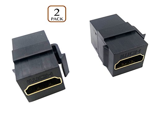 Poyiccot HDMI Coupler Keystone Jack, (2-Pack) Gold-Plated HDMI Female to Female Insert Wall Plate Connectors Adapter-Black