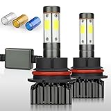 Zdatt 12000LM 9007 HB5 LED Headlight Bulbs Super Bright 100W High Low Beam Conversion Kits 360 Degree(4 Sides) Lighting Lamps for Car Light Replacement-3000K Yellow/6000K Cool White/8000K Blue(2 Pack)
