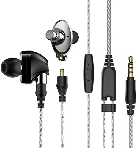Dual Driver Earphones, VJJB N1 3.5mm In-ear Stereo Earbuds High Definition with Mic, Control and Electronic Tuning Technology (Silver)