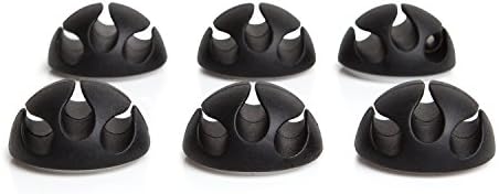 EliteTechGear Cable Clips (With Adhesive) &amp; Cord / Wires Management System. Amazing Desktop, Wall, TV, Computer, Mouse Cord Electronic Organizer Solution. Each Clip Handles 3 Cords - Black, Pack of 6.