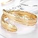 Yaomiao 6 Pieces Arm Bangle Set Adjustable Upper Arm Cuff Set Minimalist Arm Bracelets Metal Punk Spiral Arm Bracelet Swirl Faux Leaf Feather Arm Bangle for Women