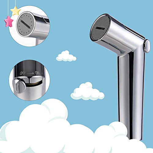 Houtingmaan Baby Cloth Diaper Sprayer, Diaper Washer Handheld Bidet Sprayer Set, Shattaf Shower Sprayer Kit, Chrome Bidet Sprayer for Cloth Diapers, Pet, Personal Hygiene ... (Chrome2)