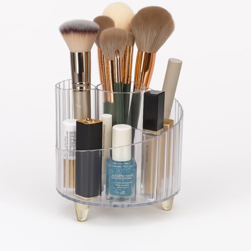 Organizador de Maquiagem Organizador de Pincéis de Maquiagem Beleza Porta Pincel para Viagem em Acrílico Transparente Cor Sortida Design Moderno Compartimentos Divididos Premium