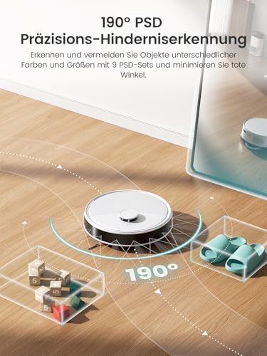 Lefant M3 Robot Vacuum Cleaner with Mop Function, 12000 Pa, Lifting the Mop, LiDAR Navigation, Multi-Floor Mapping, Avoid Obstacles, Anti-Collision, Absorption of Pet Hair, WLAN 2.4G/5G