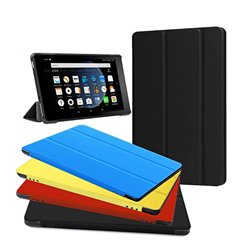 Fire HD 8 Case - Zerhunt Ultra Light Slim Fit Protective Cover with Auto Wake/Sleep for Fire HD 8 Tablet (7th and 8th Generation, 2017 and 2018 Release) Black
