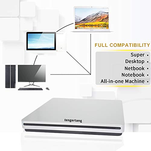 External Blu-ray DVD Drive BD-ROM 3D Blu-Ray Combo Player USB 3.0 Portable CD/DVD-RW Burner CD-ROM DVD-ROM Rewriter for PC Laptop Desktop Computer - Thumbnail 2