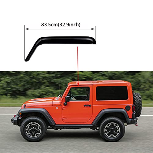 Lightronic Dark Smoke Side Window Deflectors / Rain Guards For 2007-2018 Jeep Wrangler JK 2-Door (Outside Mount)