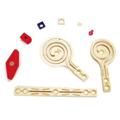 Hape Quadrilla Wooden Marble Run Construction Galaxy Marble Run Add-On Set, 19 Pieces