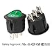 uxcell Green Lamp Illuminated 3 Terminal SPST 2 Position I/O On/Off Button Toggle Round Rocker Switch AC 250V/10A 125V/12A