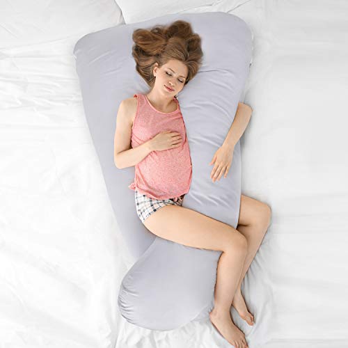 Victostar Pregnancy Pillow,57'' U Shaped Maternity Pillow with Removable Cover Full Body Pillow Support for Back, Hips, Legs, Belly (Gray)