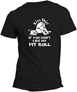 Tshirt Rocket Pitbull Shirt - Kiss This If You Dont Like My Pitbull - Pit Bull Dog Terrier Unisex T Shirt (Large, Black)