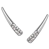 Humble Chic Pave Spike Ear Climbers - Simulated Diamond Crawler Stud Cuff Earrings, Silver-Tone