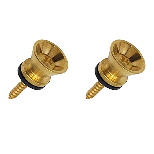 Pakala66 Metal Strap Lock Buttons End Pins with Mounting Screws For Electric Acoustic Guitar, Bass, Ukulele Pack of 10-Gold