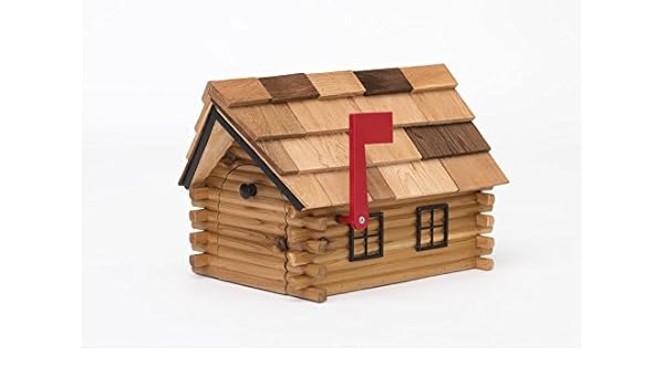 Amazon Com Log Cabin Mailbox Natural With Black Trim Amish Made