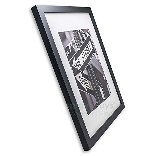 TheDisplayGuys Solid Pine Wood 16x20 Picture Frames w. Tempered Glass matted to 11x14 (Black) + Bonus Collage Mat Displays (4) 5x7 Photos