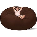 Comfy Sacks 8 ft Memory Foam Bean Bag Chair, Mocha Cords