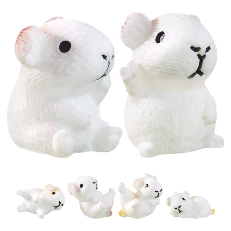 Gatuida 6pcs Miniature Resin Guinea Pig Figurines Lightweight Animal Decoration for Micro Landscape Small Indoor Outdoor Garden Ornaments for Desk Bookshelf Flowerpot Display