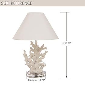Glitzhome 19.29''H Coral Novelty Table Lamp-Farmhouse Marine Design with White T/C Shade Neutral Lampshade & Soft… 411et3sq xL