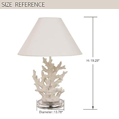 Glitzhome 19.29''H Coral Novelty Table Lamp-Farmhouse Marine Design with White T/C Shade Neutral Lampshade & Soft… 411et3sq xL