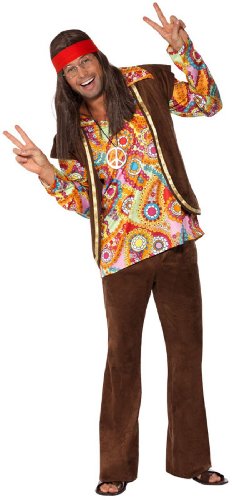 Smiffy's Men's Psychedelic 1960S Hippy Costume with Shirt Trousers and Waistcoat
