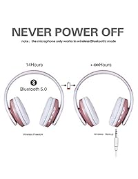 Rydohi V5.0   Auriculares Bluetooth inalámbricos estéreo de alta fidelidad con micrófono integrado, micro SD TF, radio FM para teléfono móvil, PC, TV