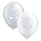 Just Married Silver & White Balloon 10 Pack Party or Wedding