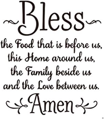 HUABOS Bless Wall Sticker Decal Pray Before Meal Home Mural Decoration for Kitchen Dining Room - The Food That is Before us, This Home Around us, The Family Beside us and The Love Between us