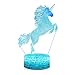 3D Illusion monocerous Unicorn Night Lamp, 7 Color Change, Touch White Crack Base